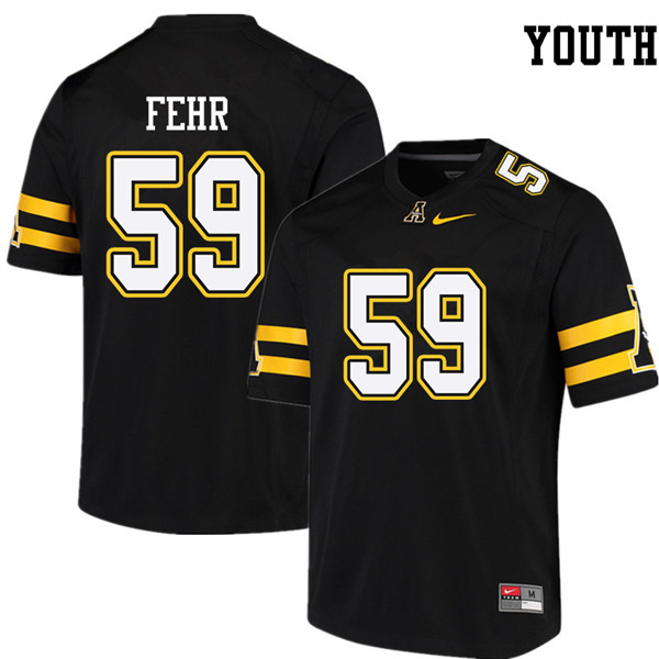 Youth #59 Jordan Fehr Appalachian State Mountaineers College Football Jerseys Sale-Black - Click Image to Close
